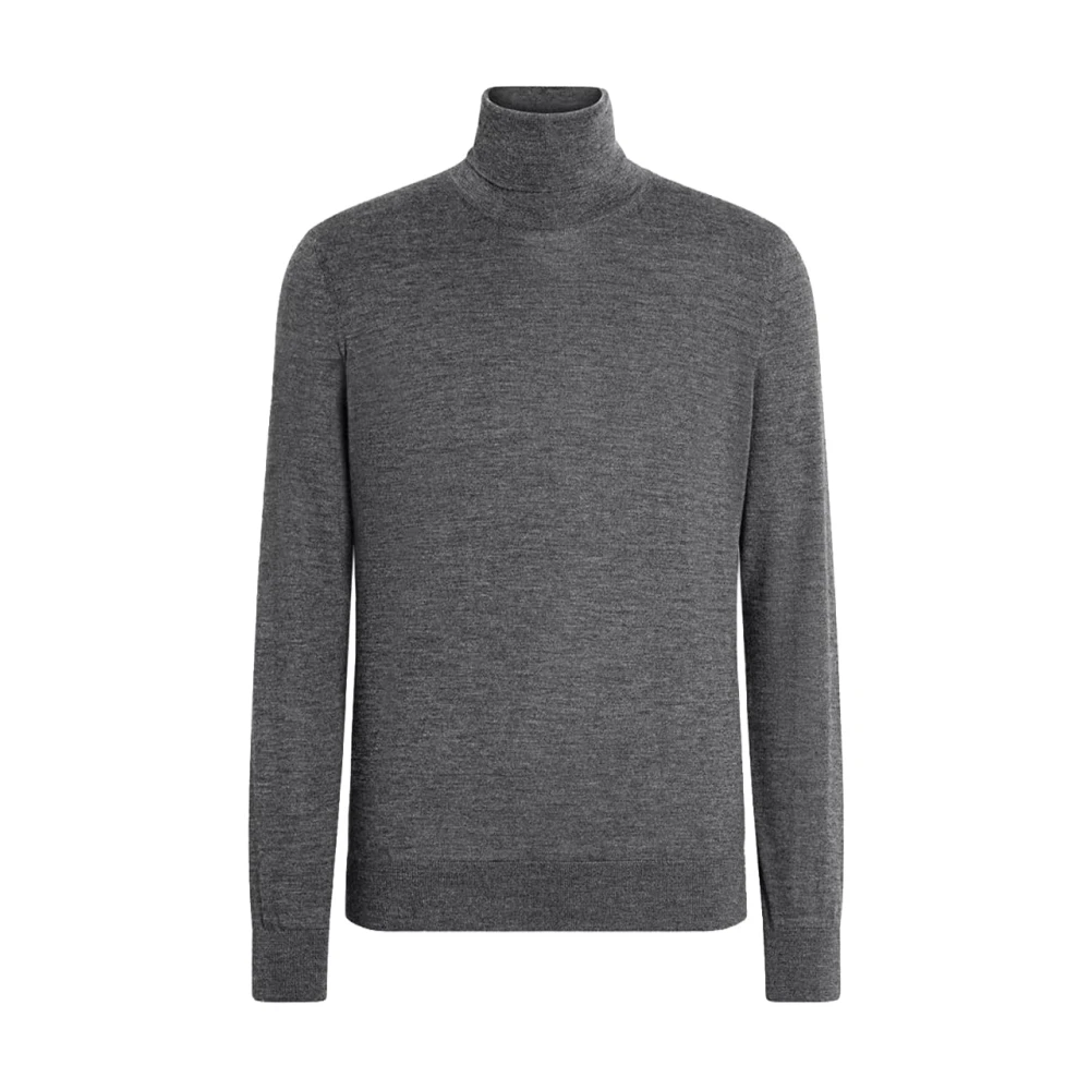 Zegna Men's Gray Cashmere And Silk Turtleneck Jumper - Turtlenecks - M - Knitwear