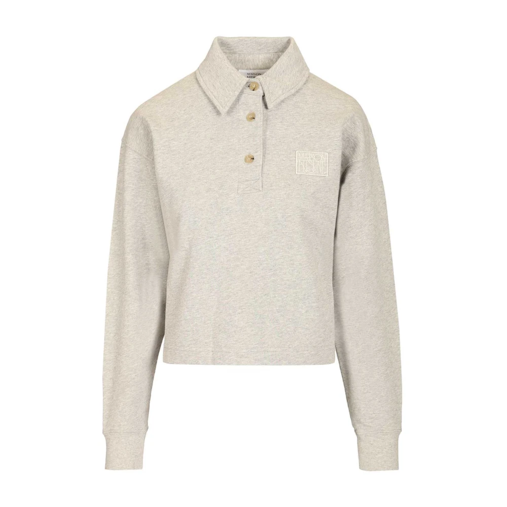 Maison Kitsuné Women's Gray Sweatshirts, L, Stamp Polo Sweatshirt