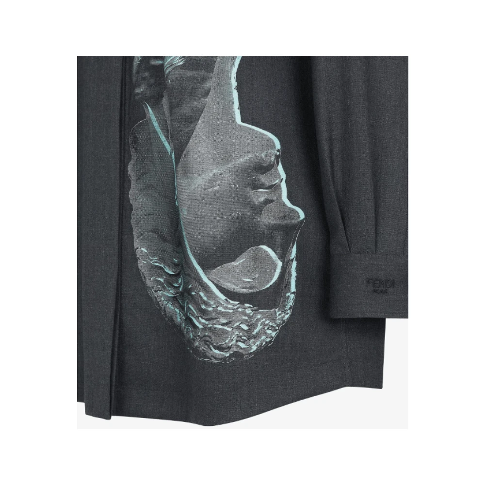 Fendi Donkergrijze Flanellen Overhemdjurk Gray Dames