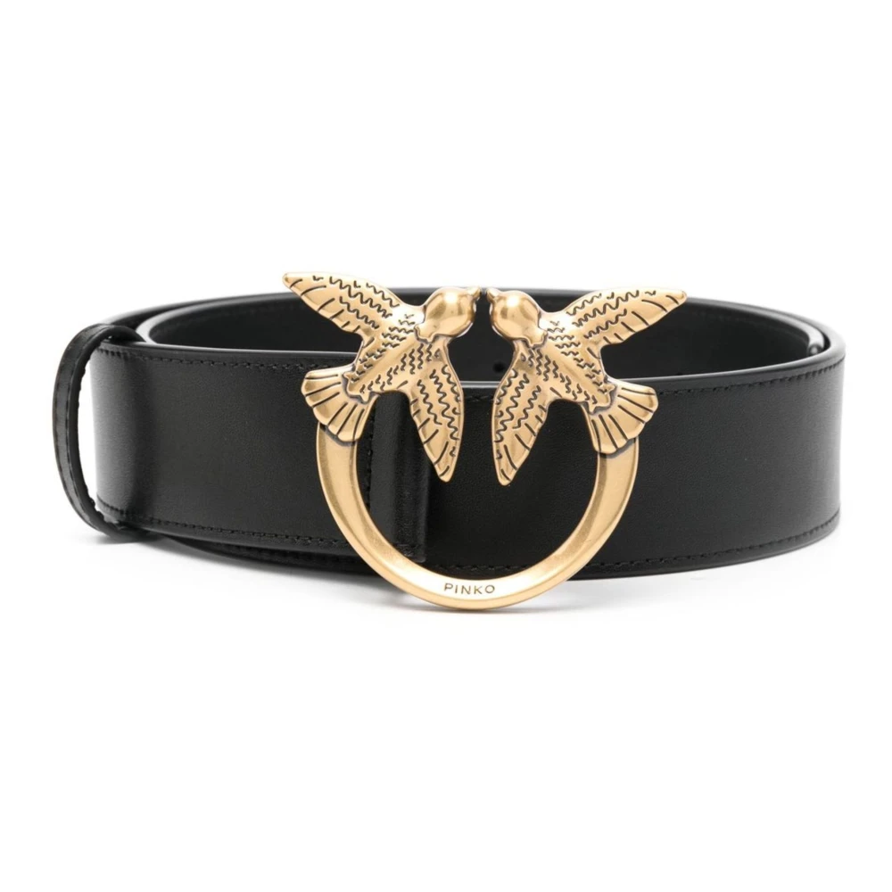 Pinko Zwart leren Love Birds Metalen Riem Black Dames