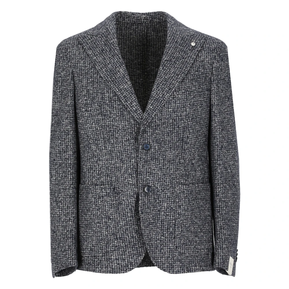 Lubiam Blauw Wol Zijden Jas Peak Revers Blue Heren