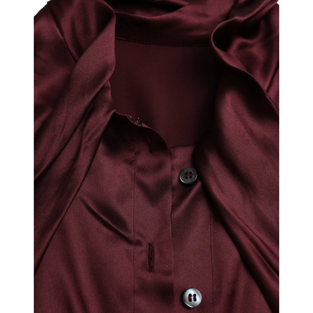 Dolce & Gabbana Zijden Ascot Kraag Blouse Bruin Brown Dames