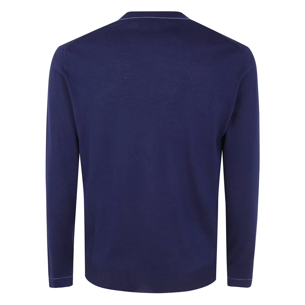 Moorer Ronde Hals Wollen Jas Blue Heren