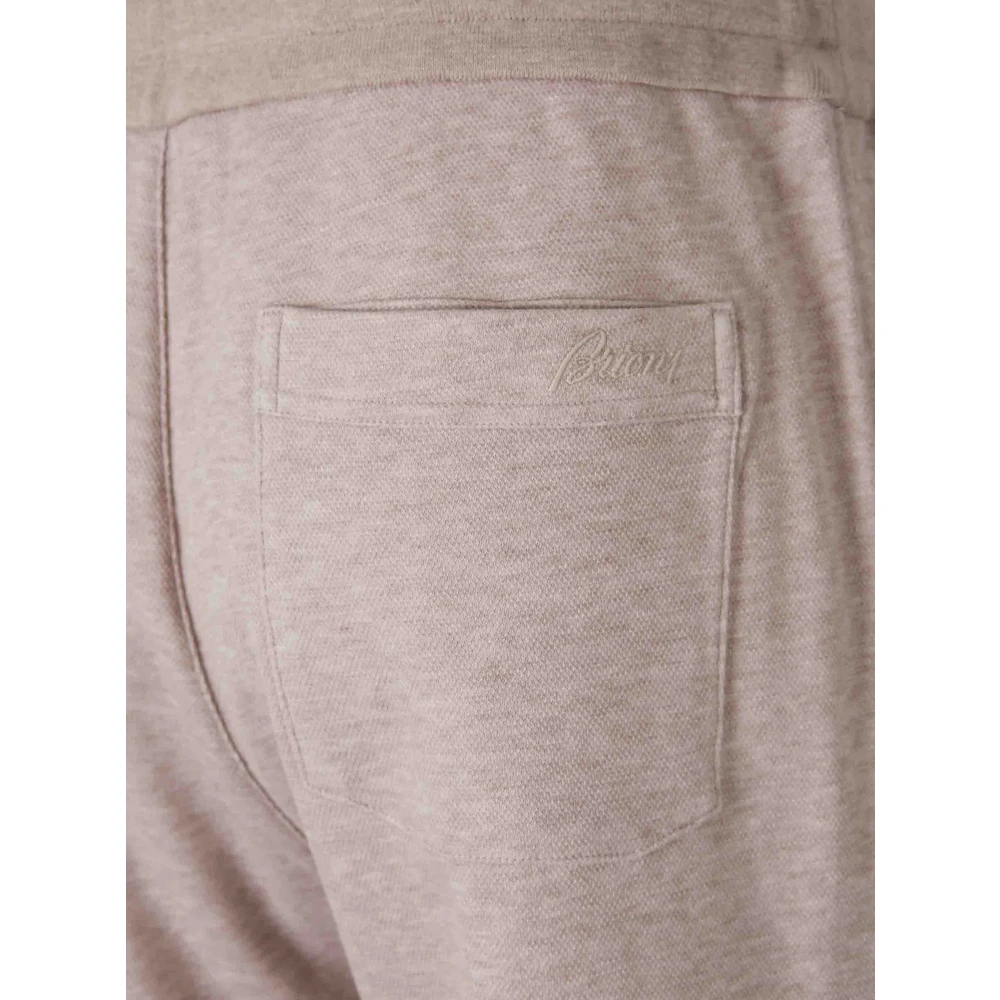 Brioni Katoenmix Trackbroek met Zakken Beige Heren