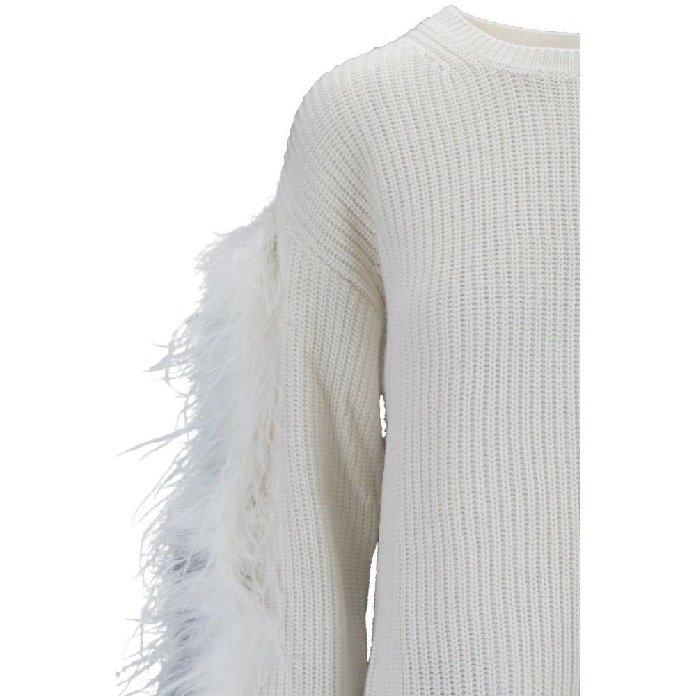 Twinset Trui met veren detail en lange mouwen White Dames