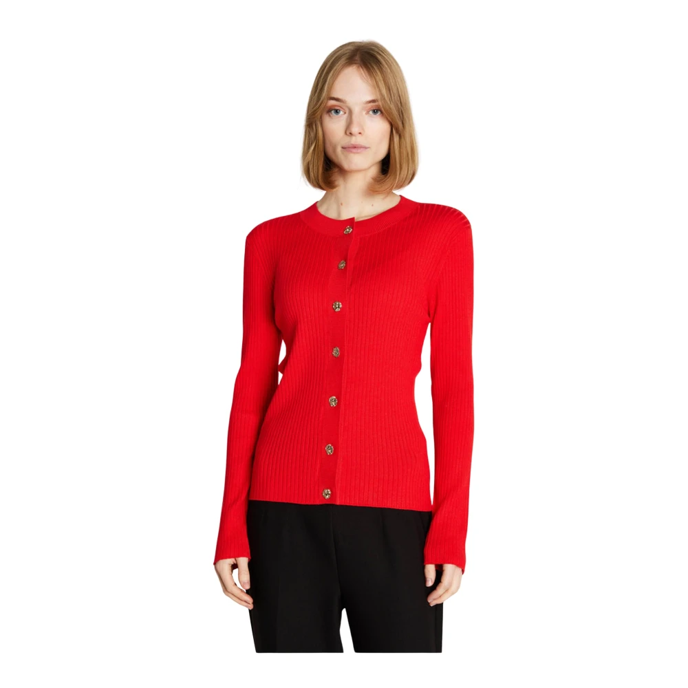 RUE de Femme Zachte Lope Gebreide Vest in Mars Rood Red Dames