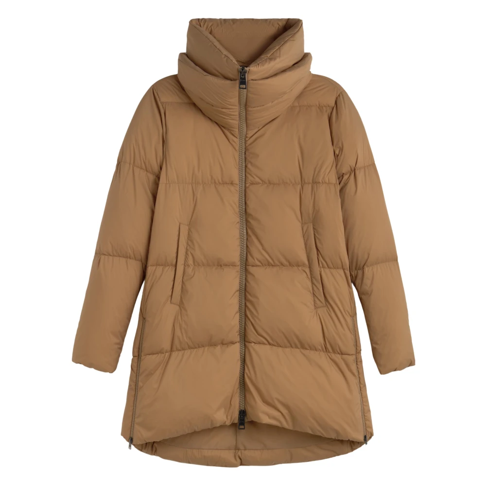Herno Gestikte Lange Jas Brown Dames
