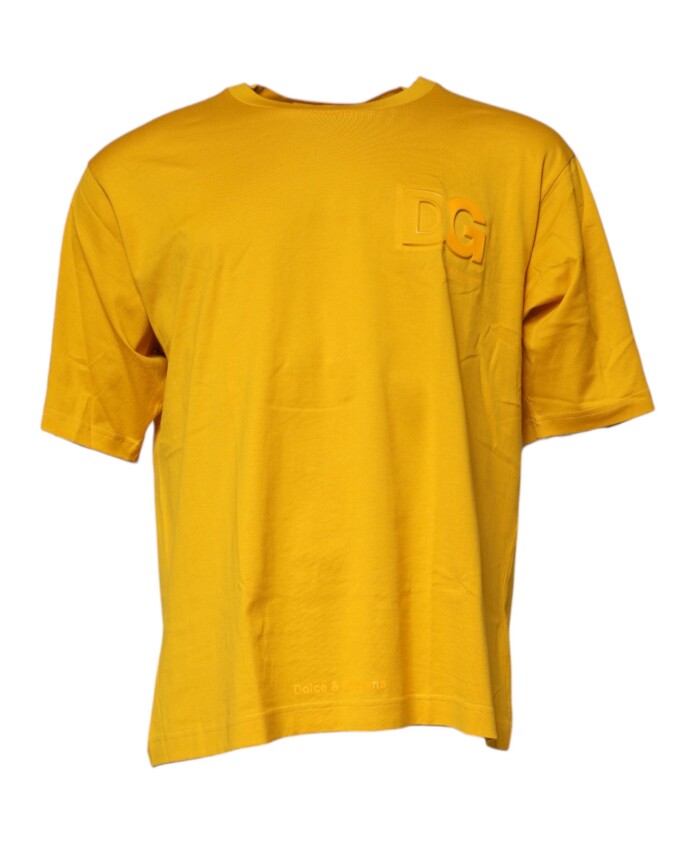 t-shirt-jaune-fonce-logo-coton-col-rond