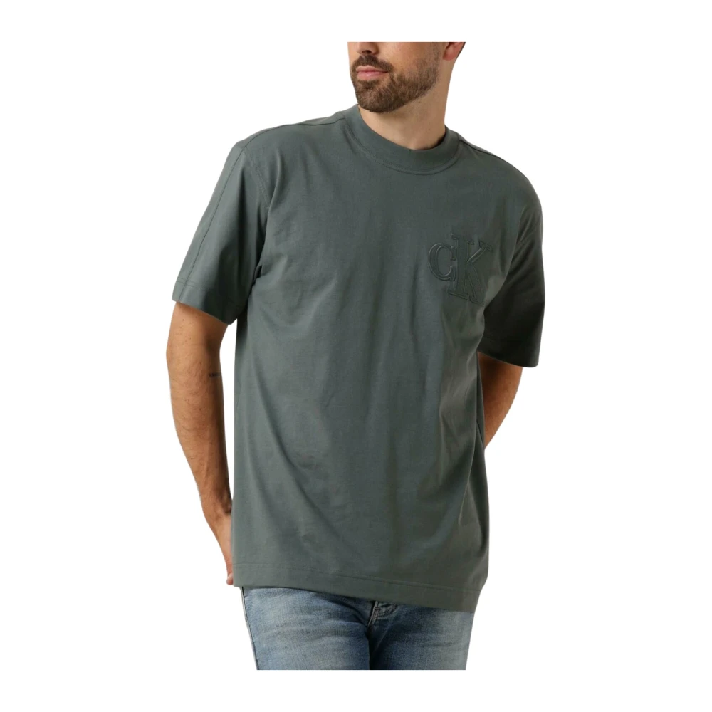 Calvin Klein Heren Polo Tee Applique Shirt Gray Heren