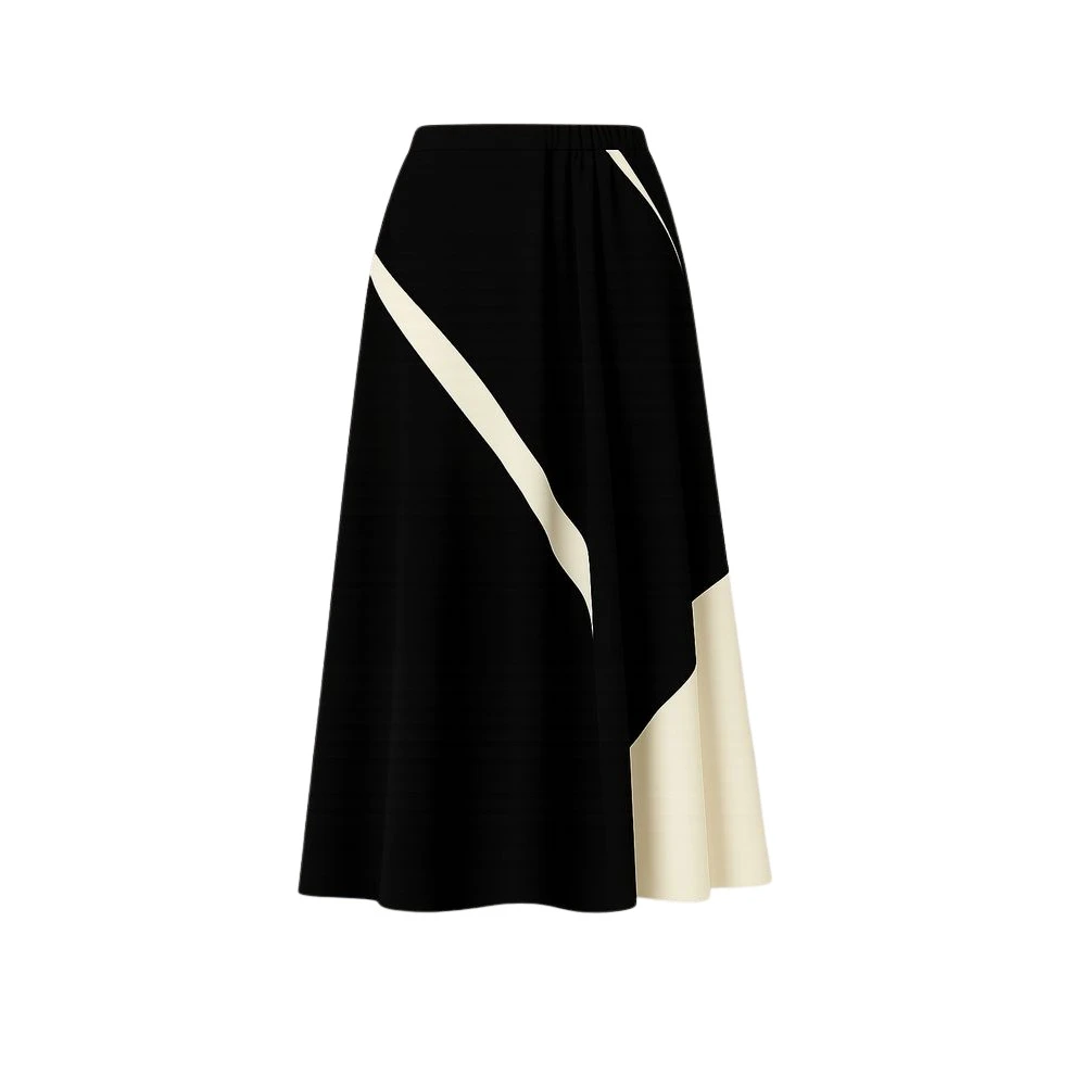 Alberta Ferretti Women's Black Midi Skirts, Xs, Printed Midi Skirt