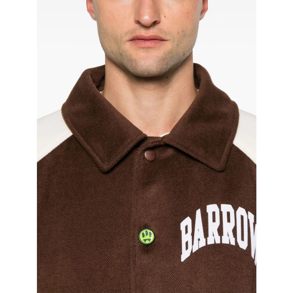 Barrow Bruine Twill Varsity Jack met Logo Brown Heren