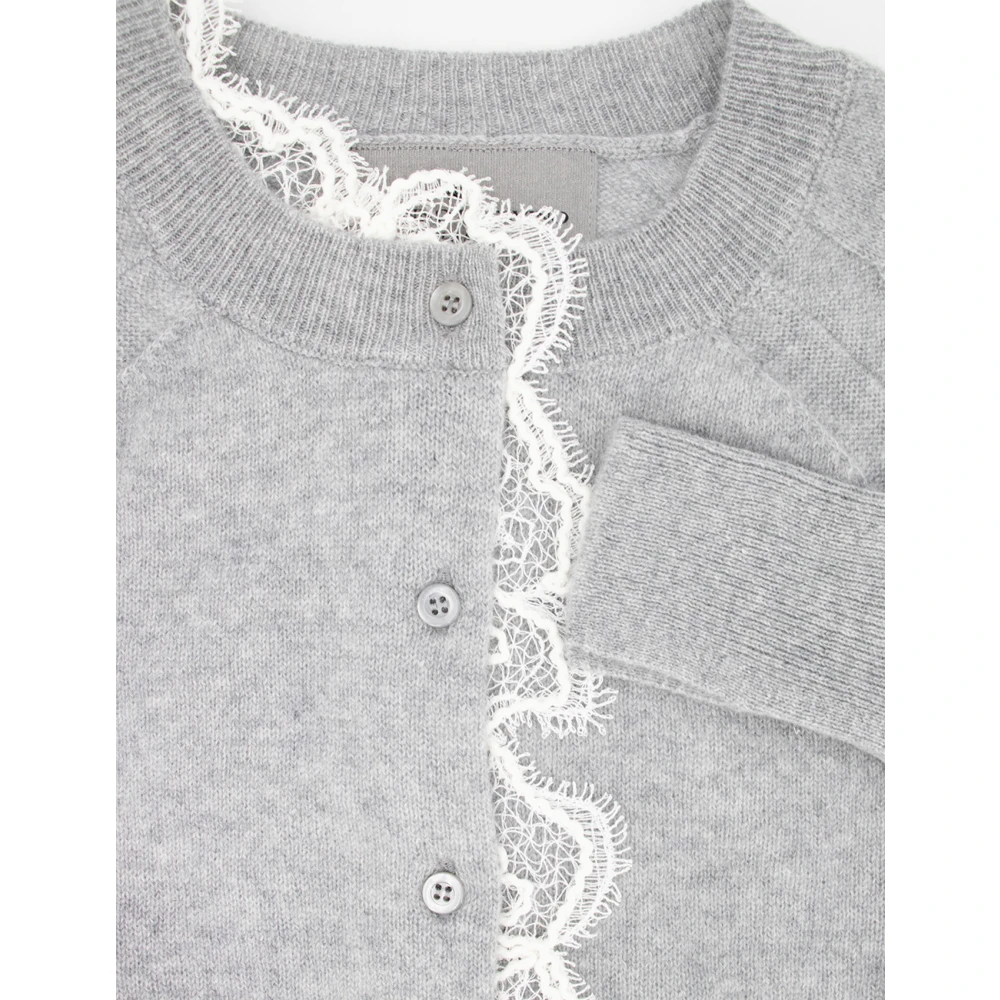 Ermanno Scervino Grijze Kant Detail Vest Gray Dames