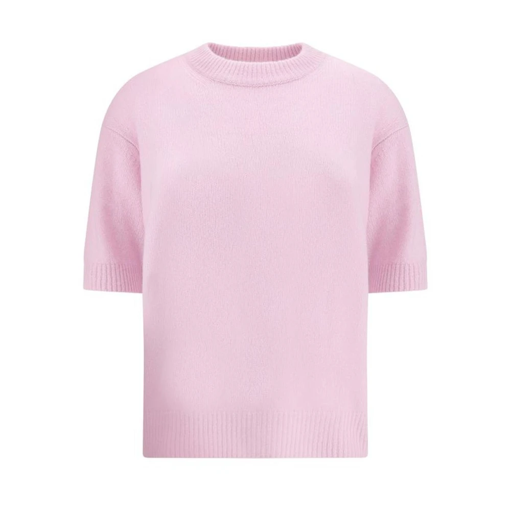 Lisa Yang Geribbelde Cashmere Trui met Driekwart Mouwen Pink Dames
