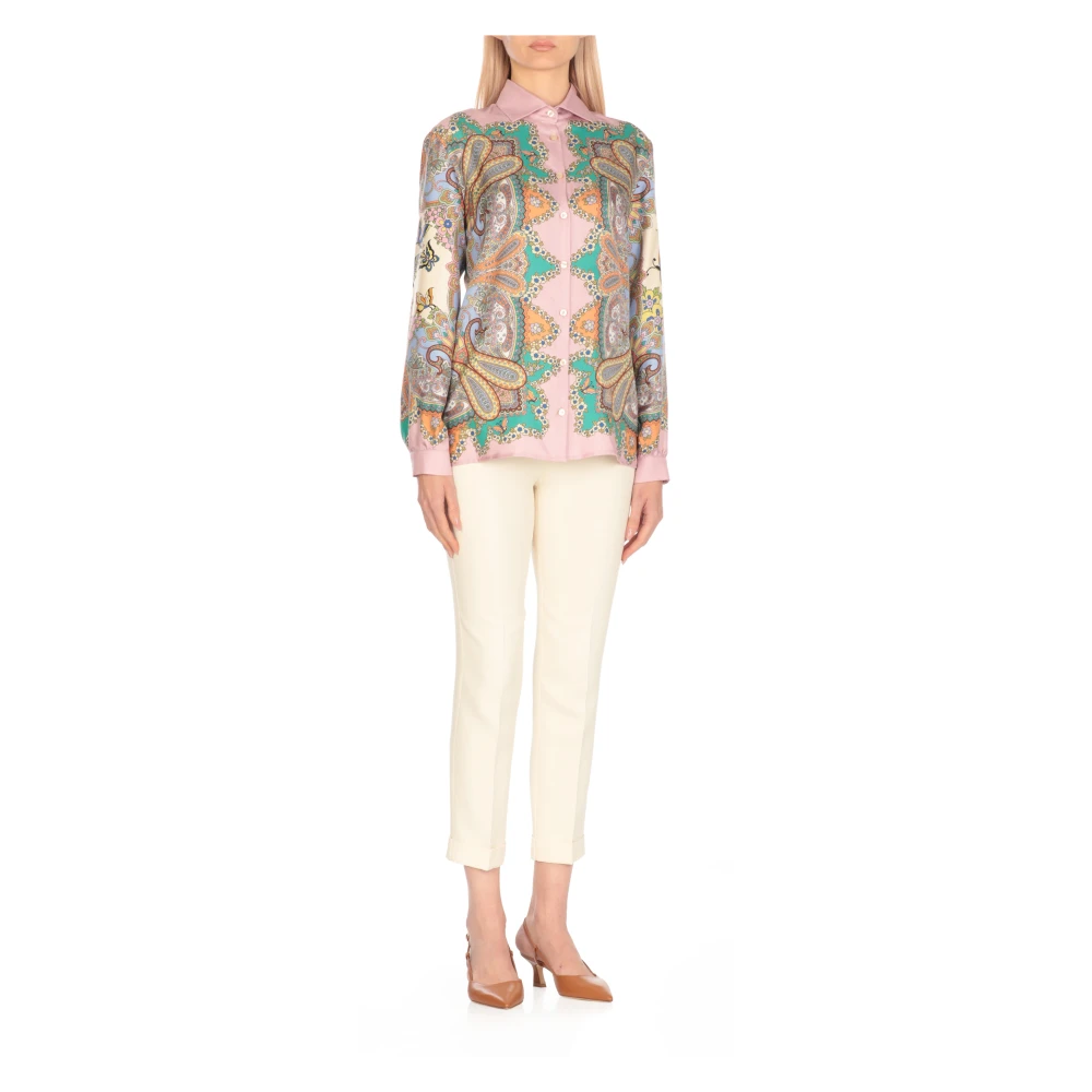 ETRO Multicolor Paisley Zijden Overhemd met Kraag Multicolor Dames