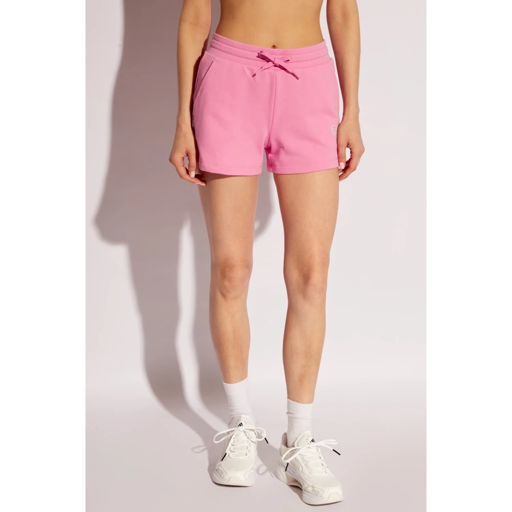 Emporio Armani EA7 Katoenen shorts met logo Pink Dames