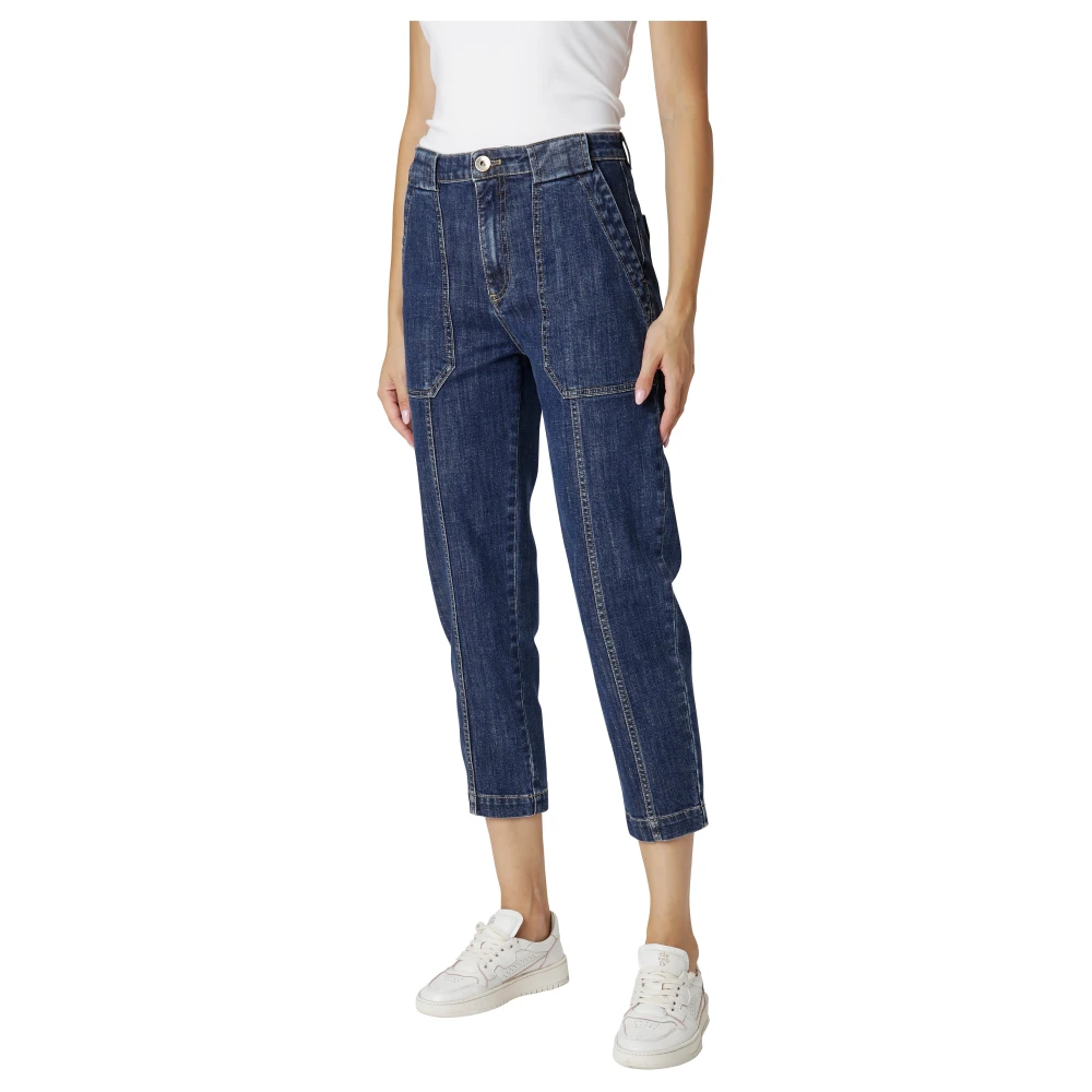 Eleventy Denim Katoen Vermoeidheid Broek Blue Dames