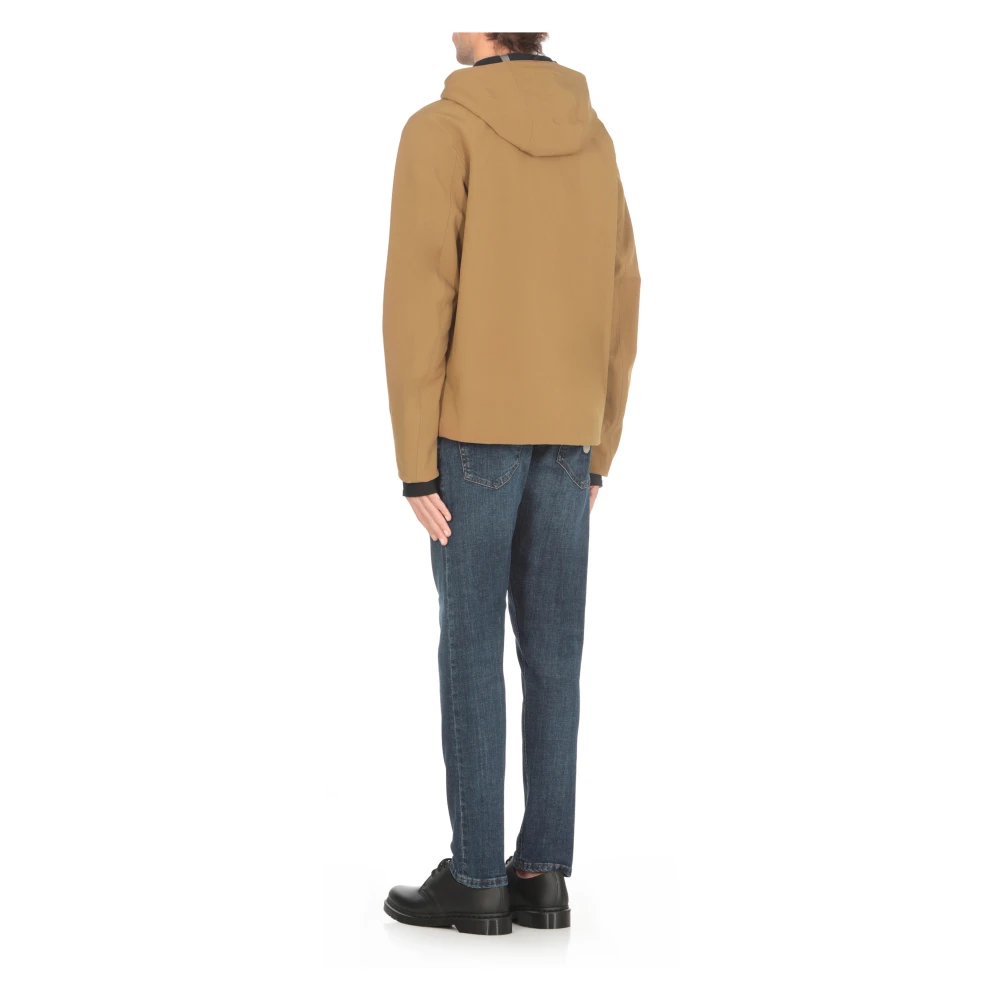 K-way Bruine Hoodie met Logo Patch Brown Heren