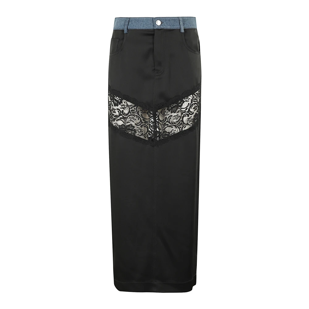 Blumarine Satin Denim Rok Black Dames