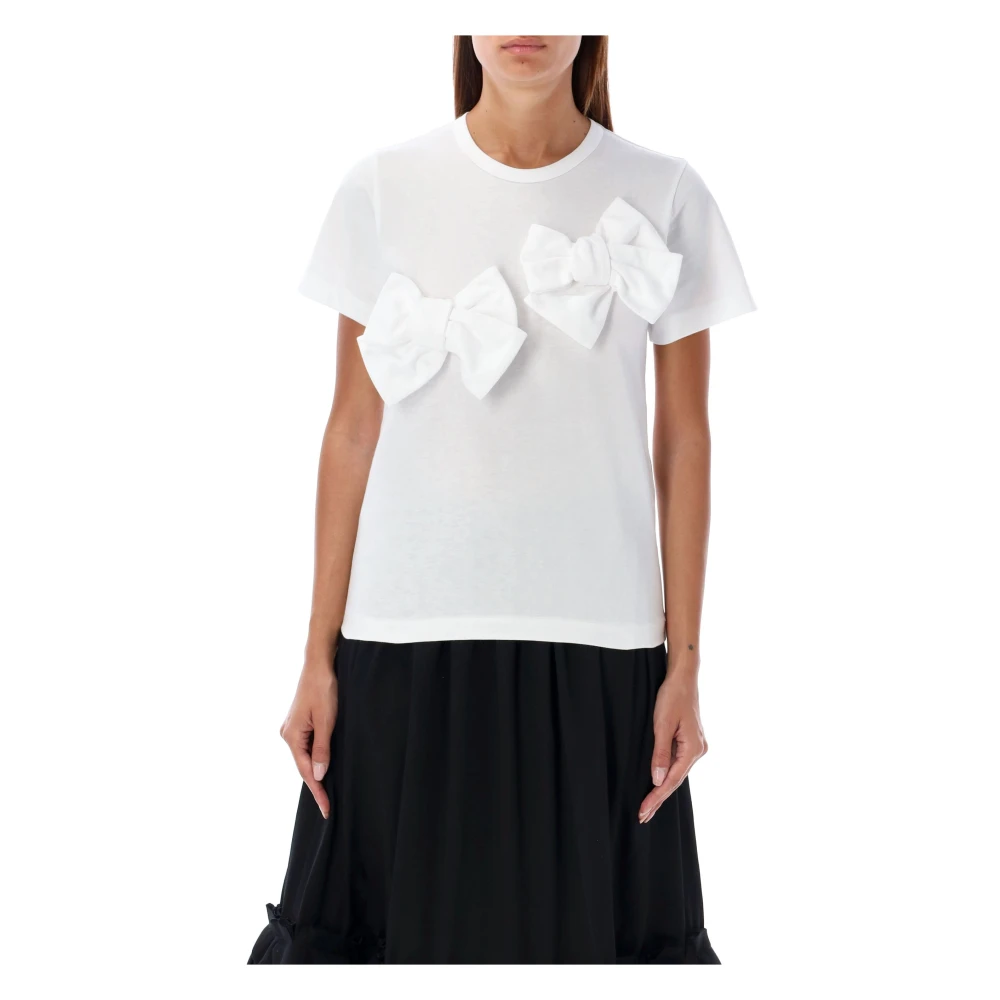 Comme des Garçons Witte Dubbele Strik Applicatie T-Shirt White Dames