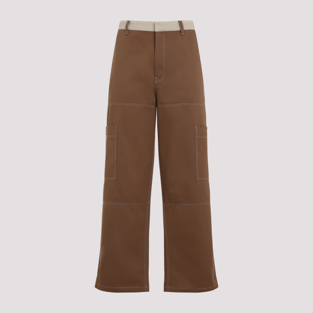 Off White Bruine Katoenen Broek Stijlvol Brown Heren