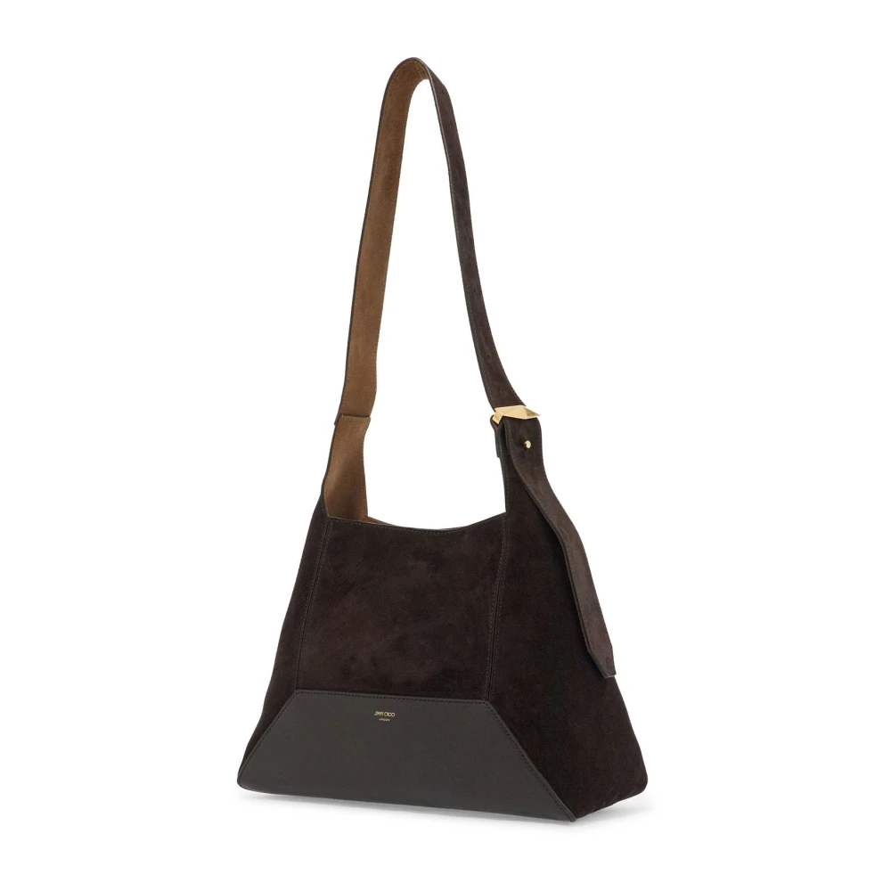 Jimmy Choo Diamanten Hobo Tas met Suède Leer Brown Dames