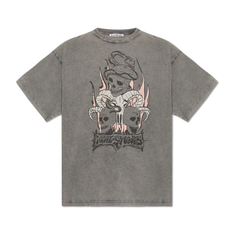 Acne Studios Bedrukt T-shirt Gray Heren