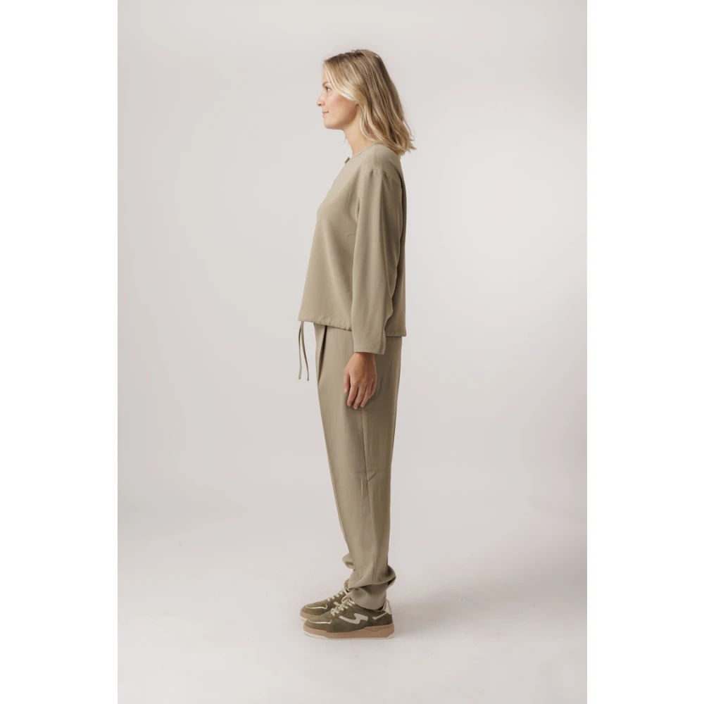 Dante 6 Groene trekkoord top met decoratieve knoop Green Dames