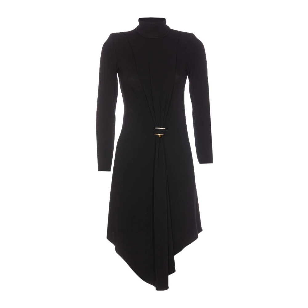 Elisabetta Franchi Zwarte jurk met versterkte schouders Black Dames