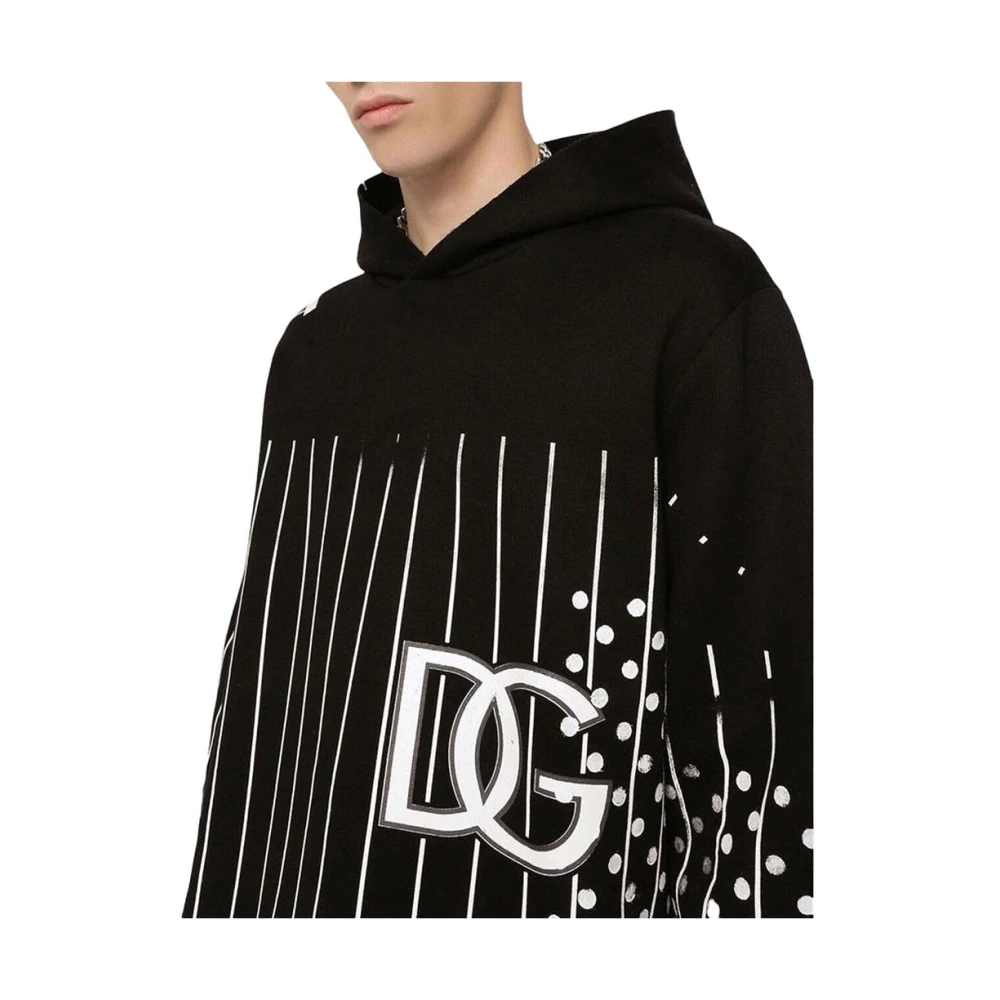 Dolce & Gabbana Hoodie met Zwart en Wit Print Black Heren