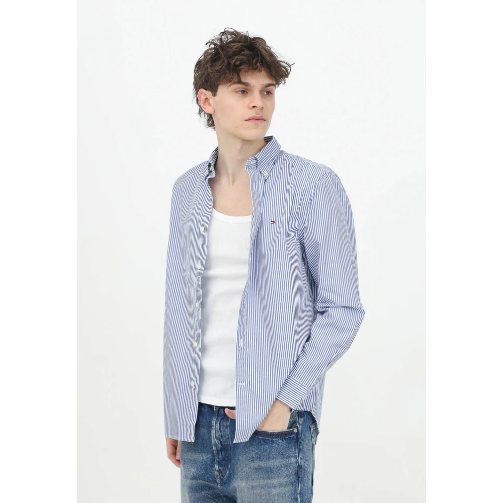 Tommy Hilfiger Gestreept overhemd met lange mouwen Blue Heren