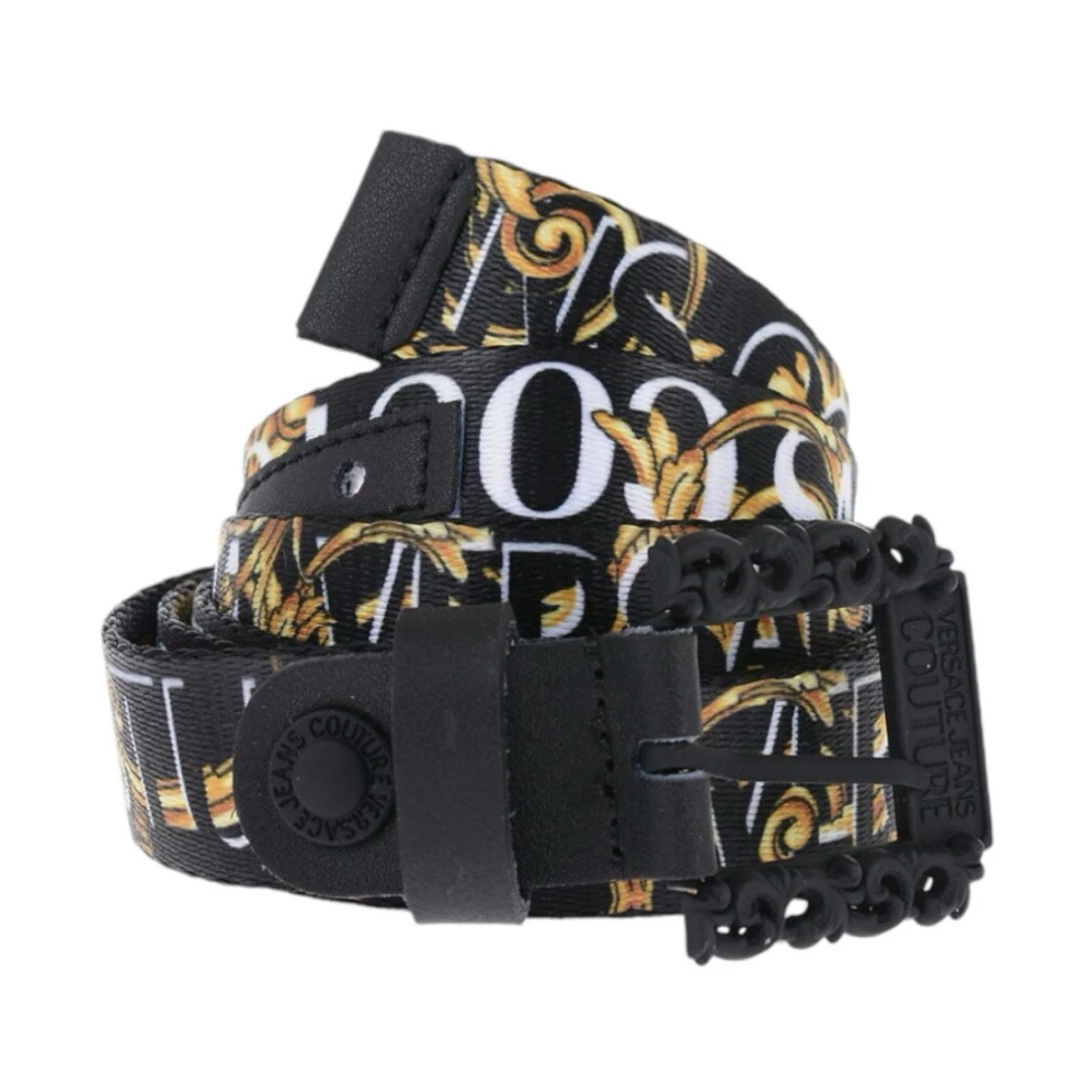 Versace Jeans Couture Zwarte stoffen riem met baroklogo Black Dames