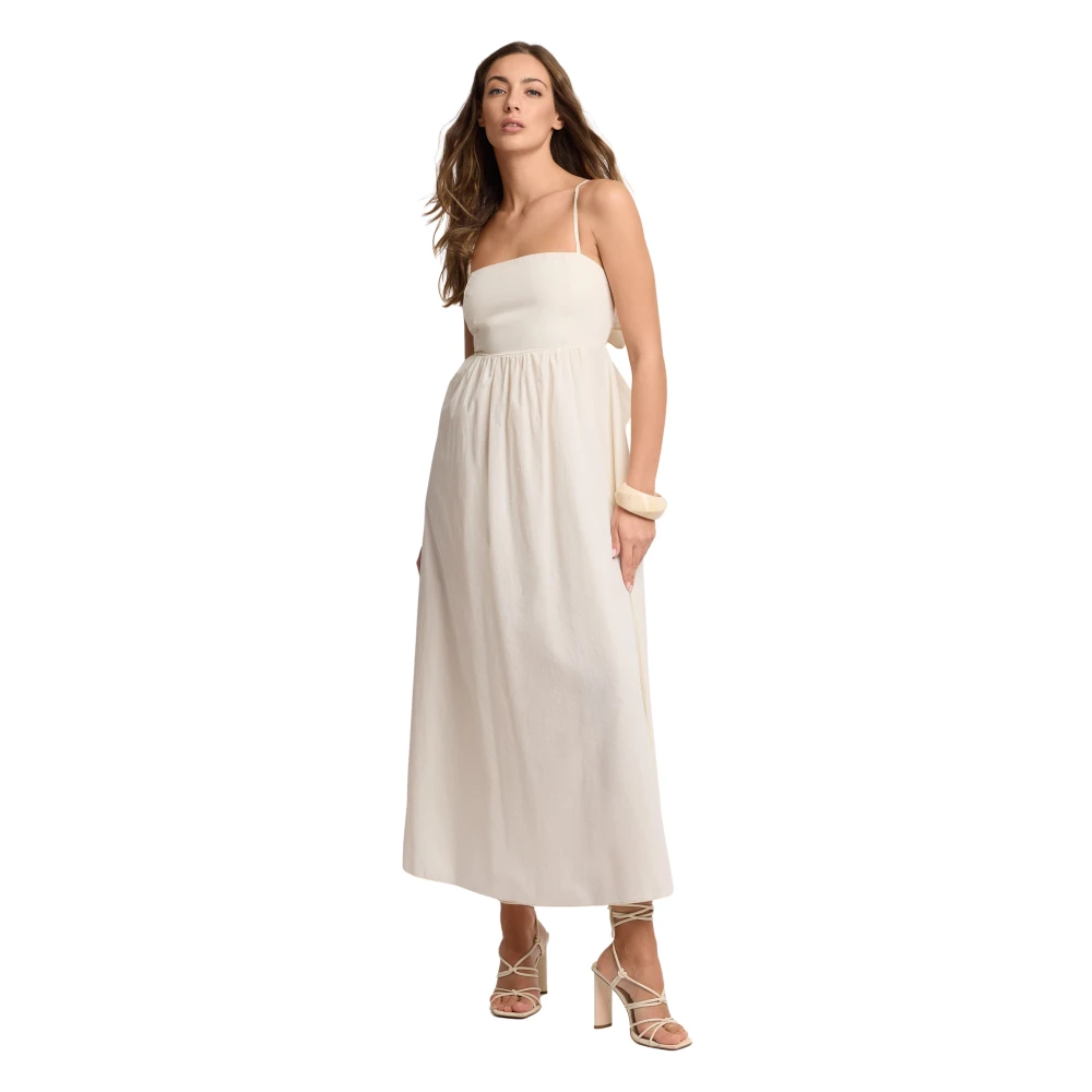 Kocca Women's White Midi Dresses, M, Abito Con Fiocco Sul Retro