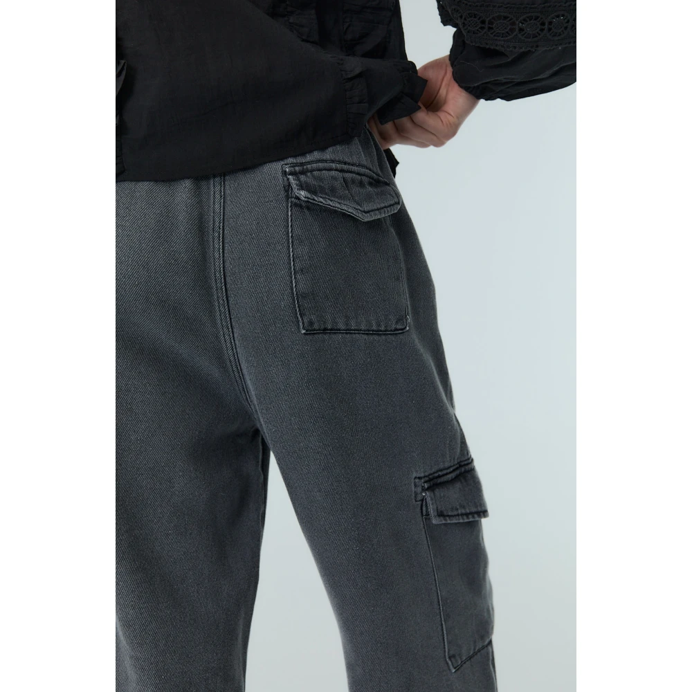 The New Society Gewassen Grijze Denim Cargo Broek Gray Dames