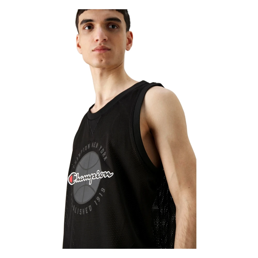 Champion Zwarte mouwloze hoodie Black Heren