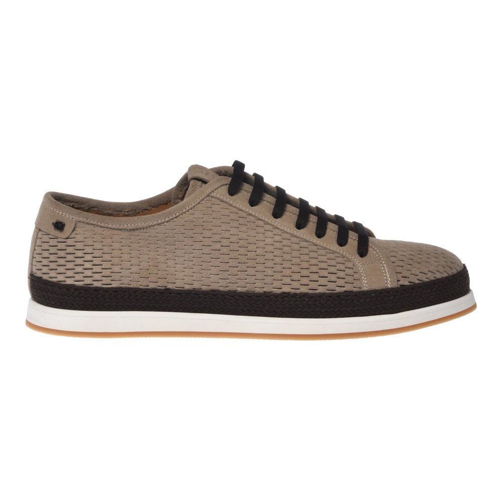 Baldinini Men's Beige Perforated Suede Sneaker - Sneakers - 7 Uk - Shoes