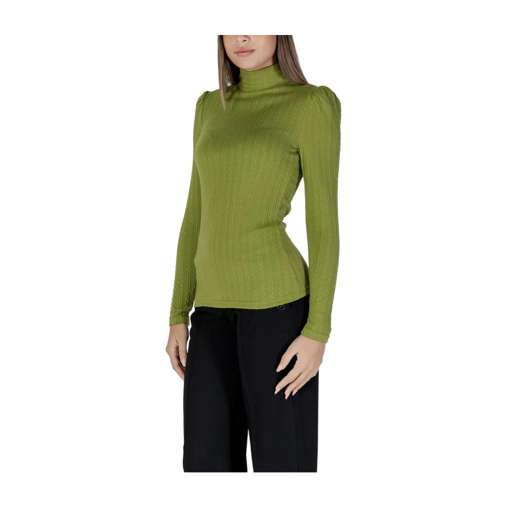 b.Young Groene Geribbelde Gebreide Sweater Top Green Dames