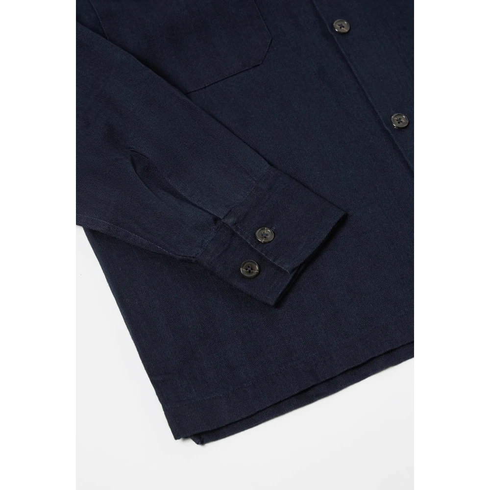 Universal Works Japanse-geïnspireerde Utility Shirt Blue Heren