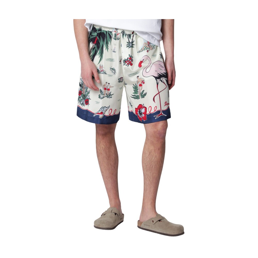 パンツ DSQUARED2 printed cotton Bermuda shorts Shop Shorts from Dsquared2 online on Miinto