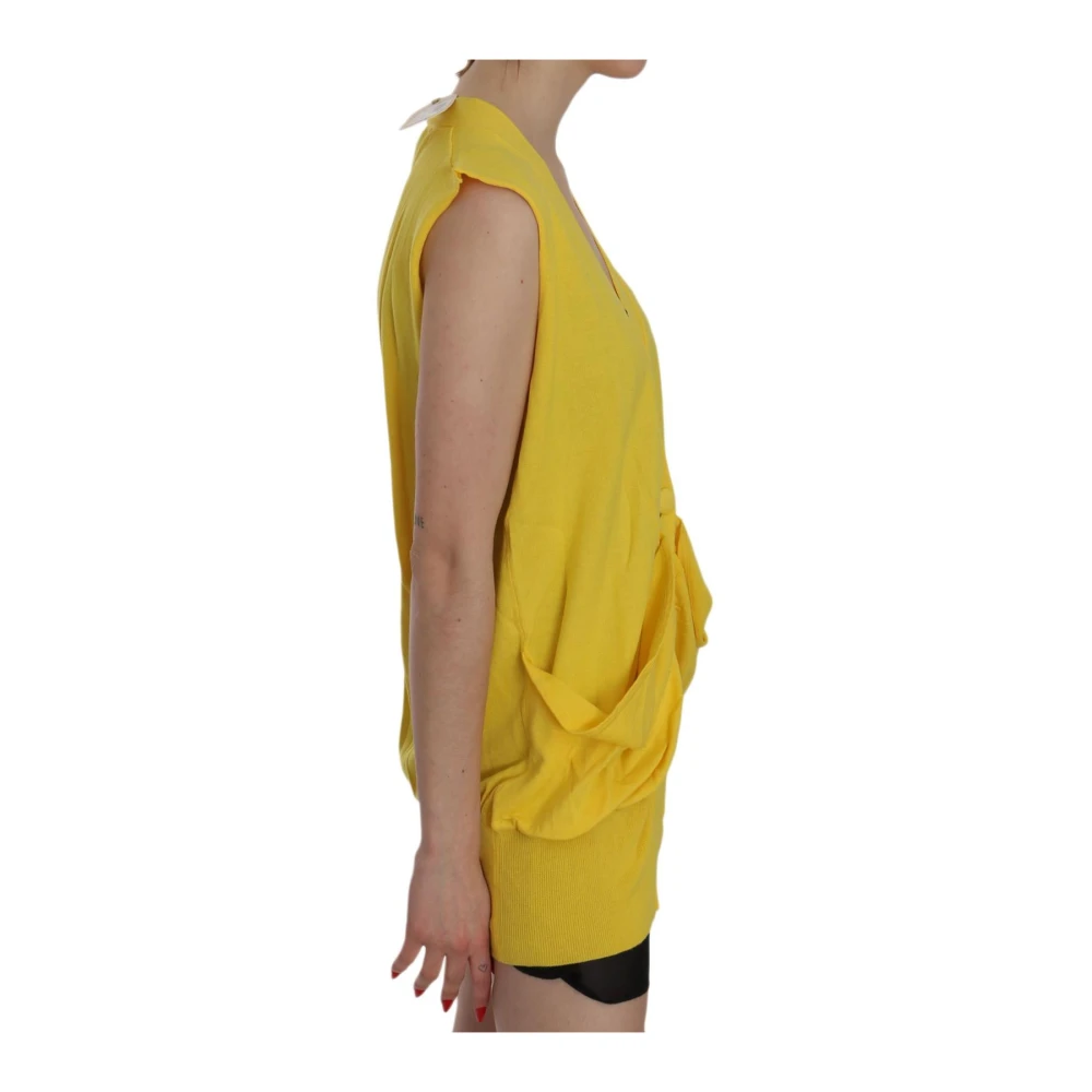 Pink Memories Gele V-hals Gebreide Cardigan Top Yellow Dames