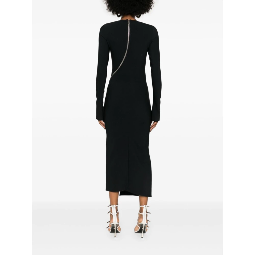 The Attico Zwarte Crepe Stretch Midi Jurk Black Dames