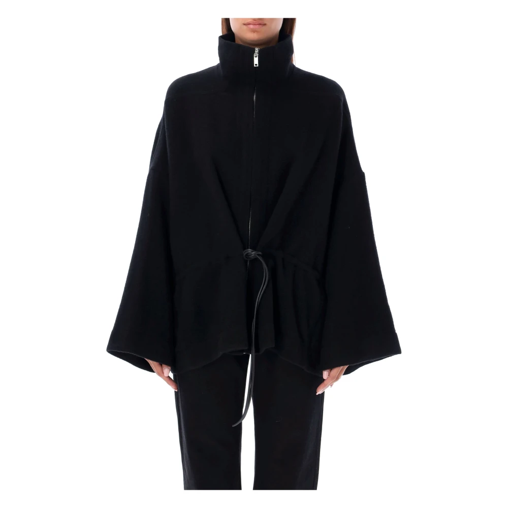 Rick Owens Zwarte Wollen Cape Jas Black Dames