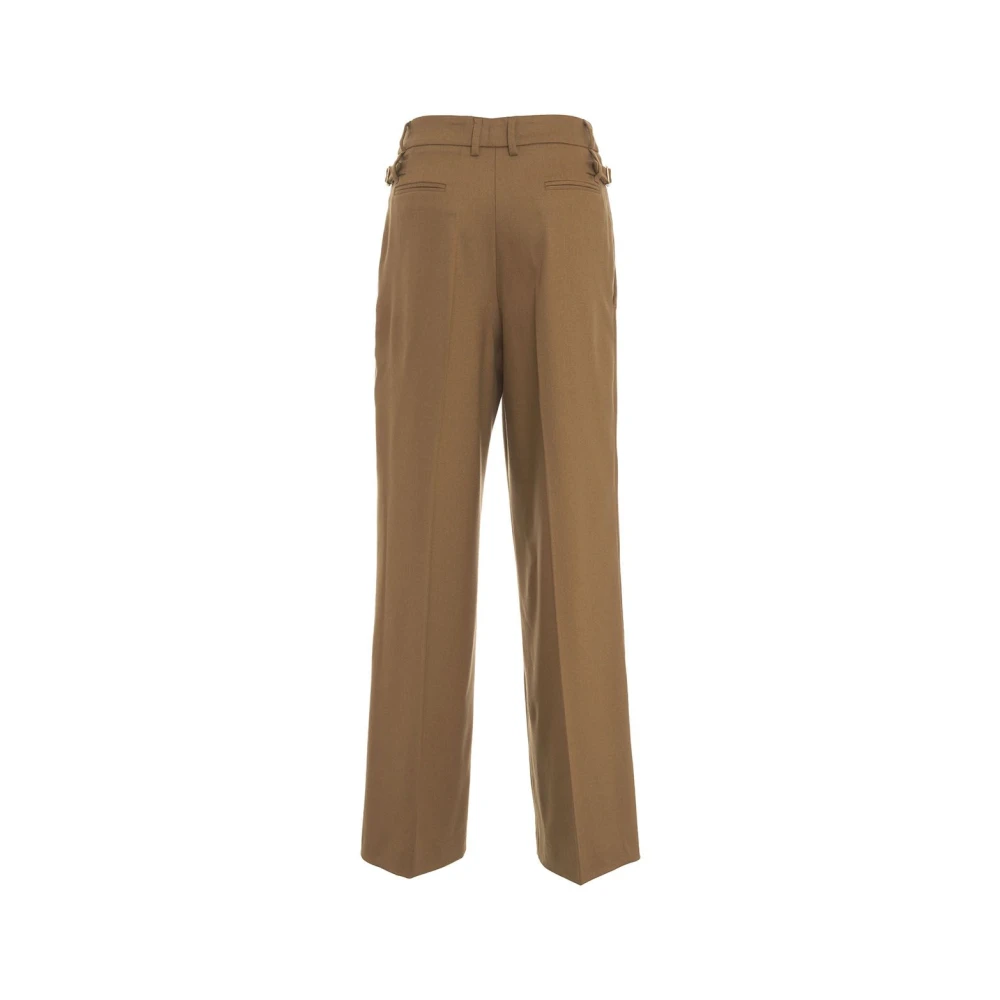 Pt01 Luxe Bruine Geplooide Broek Aw24 Brown Dames