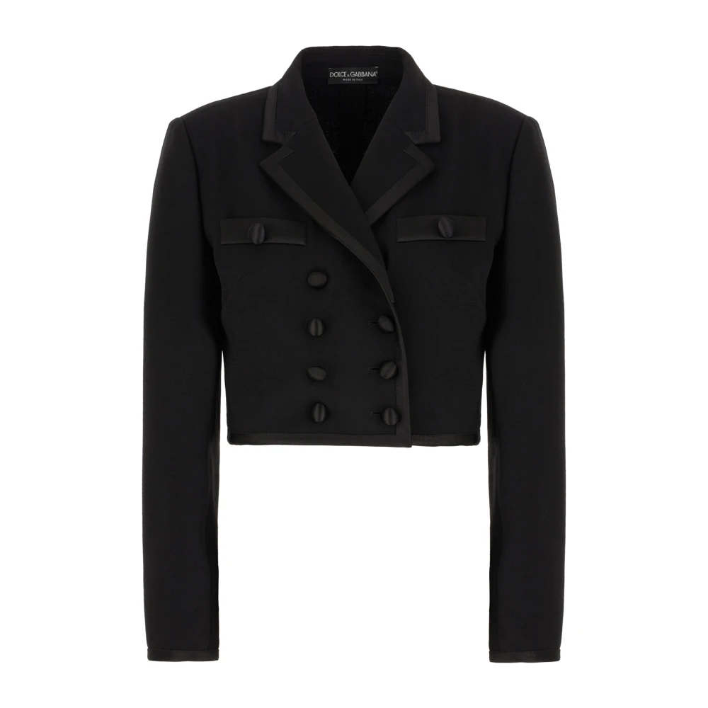 Dolce & Gabbana Vrouw Zwart Cropped Double-Breasted Jas