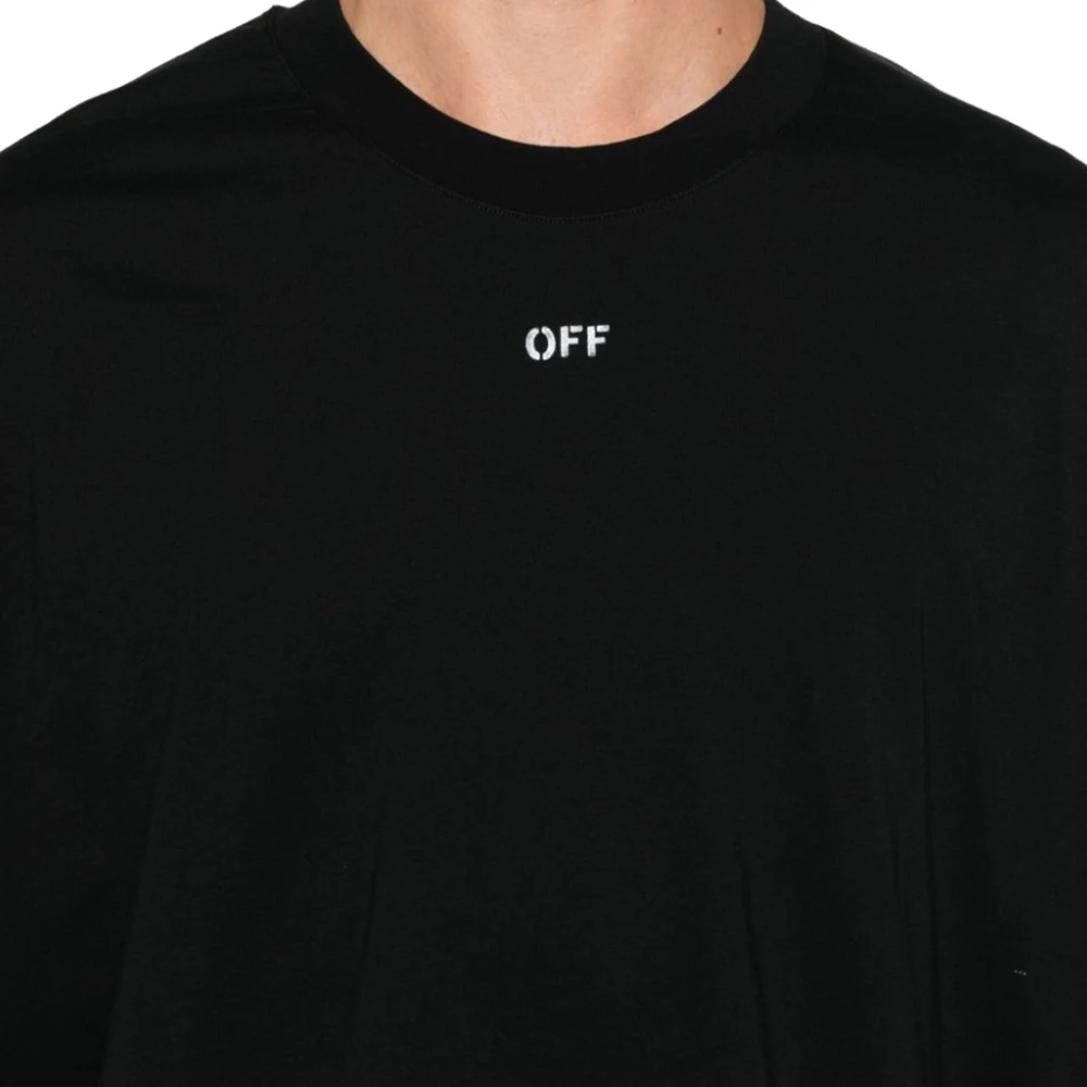 Off White Stempel Logo Katoenen T-shirt Black Heren