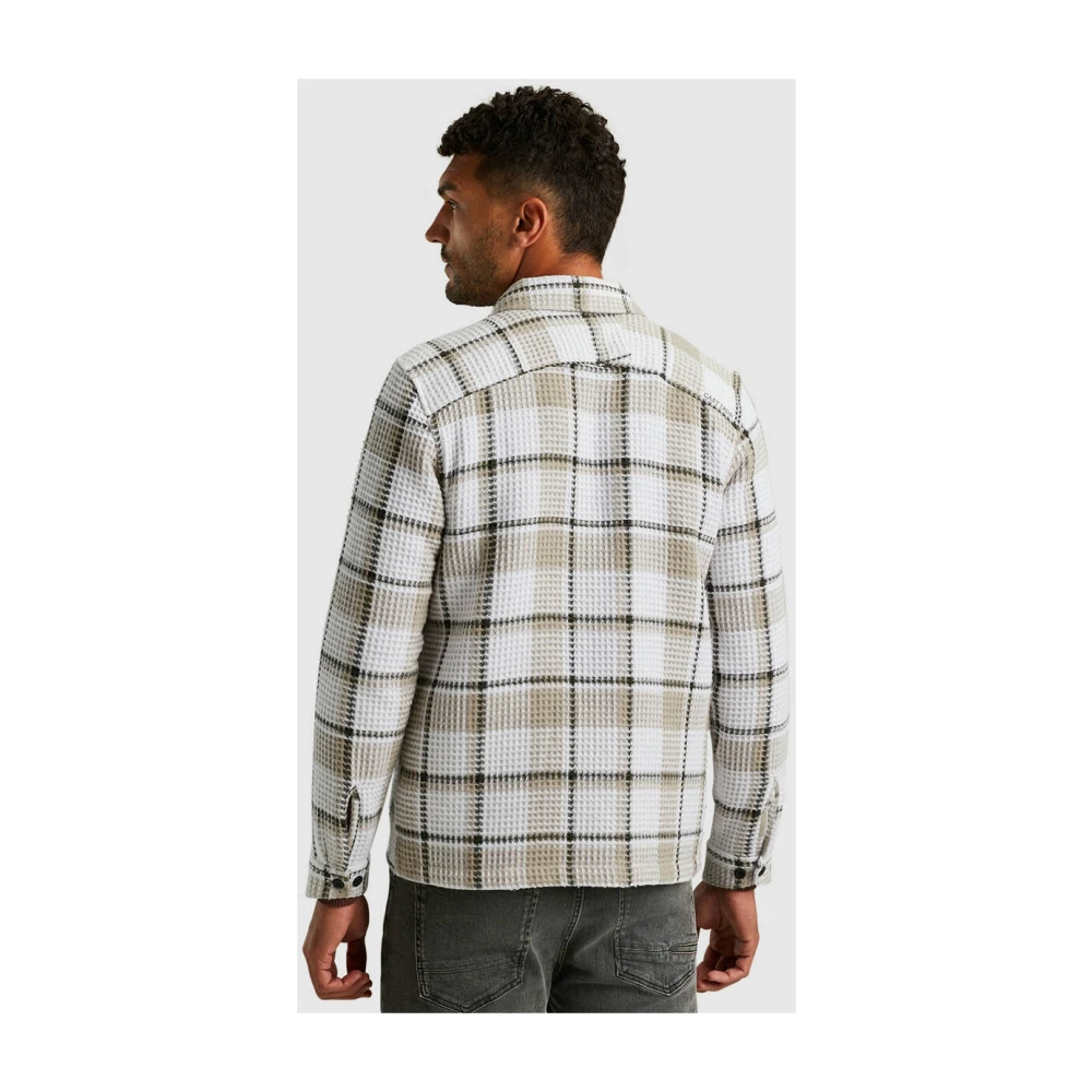 Cast Iron Dobby Check Lange Mouw Overshirt Gray Heren