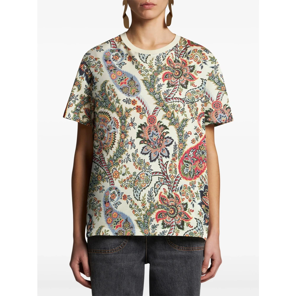 ETRO Bloemen Paisley Print Katoenen T-shirt Multicolor Dames