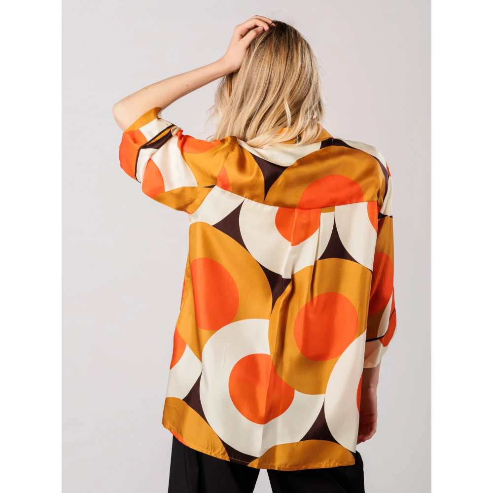 Beatrice .b Zijden Shirt met Cirkelprint Orange Dames