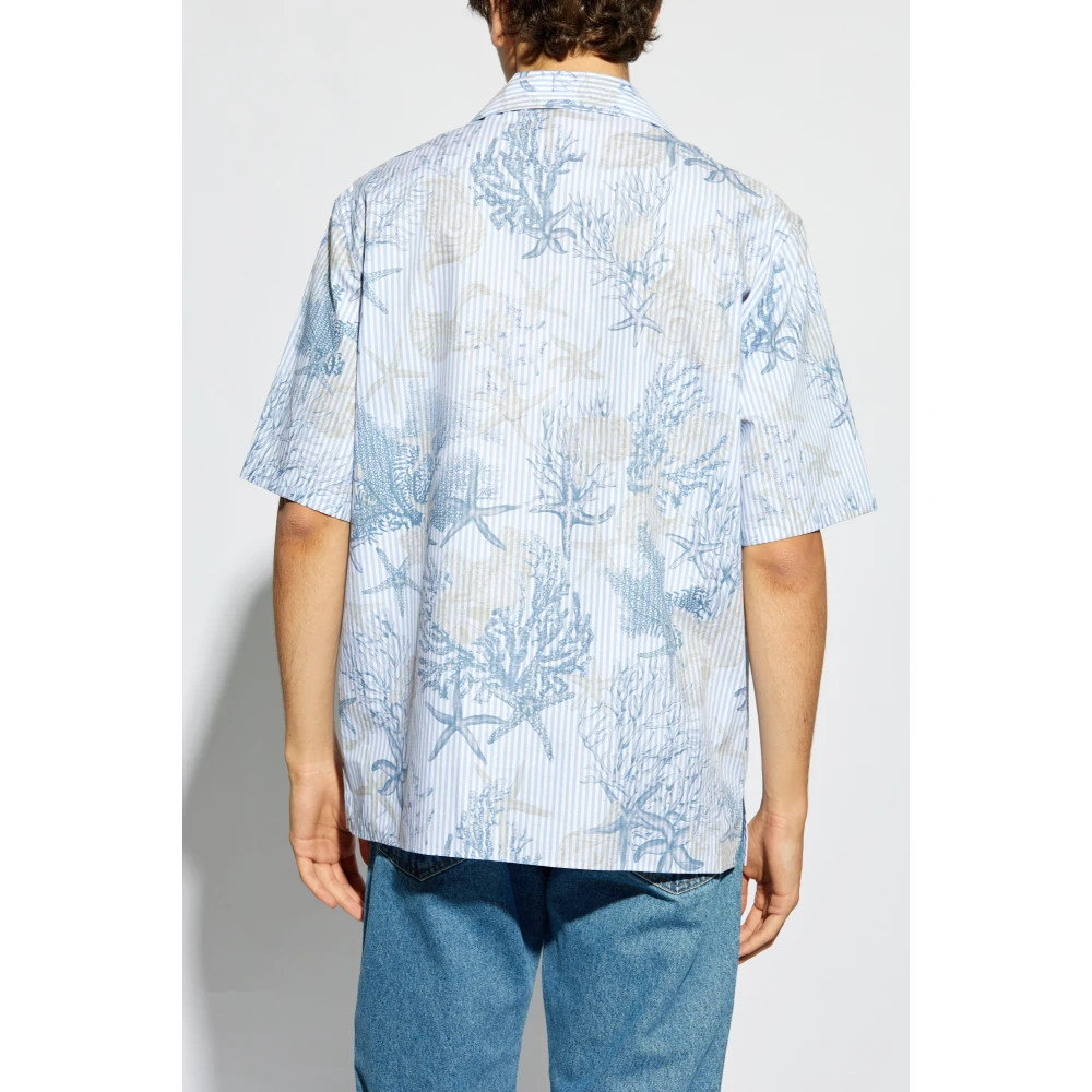 Versace Shirt met Barocco Sea print Blue Heren
