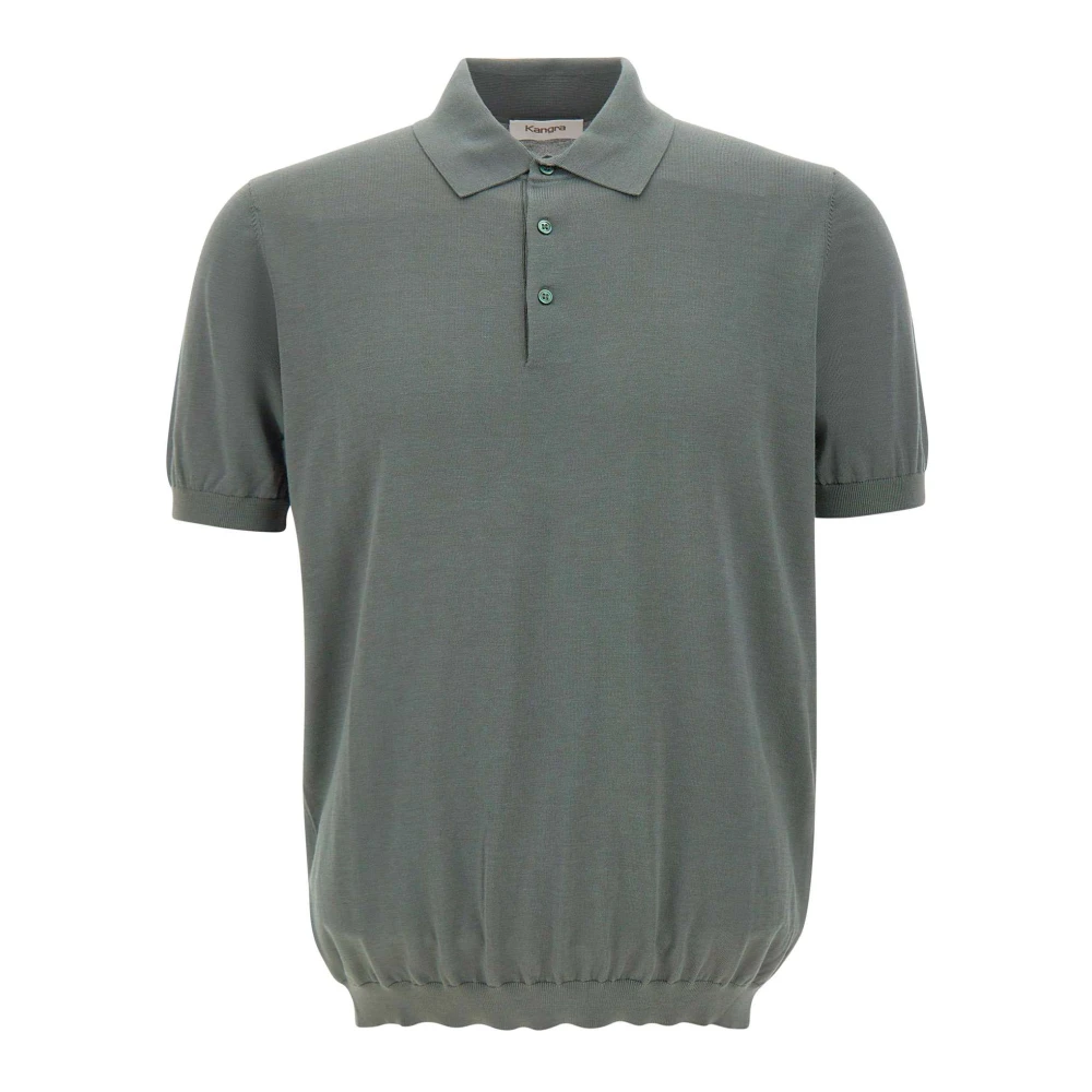 Kangra Green Polo Shirts, Male, M, Silk And Cotton Polo Shirt
