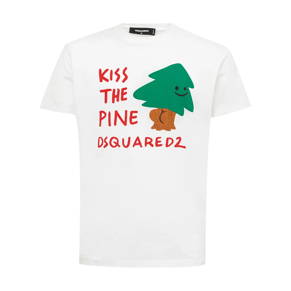 Dsquared2 Witte Katoenen Kiss The Pine T-Shirt White Heren